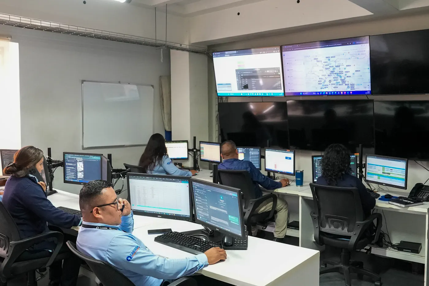 Videowall de la central de monitoreo de VACSA